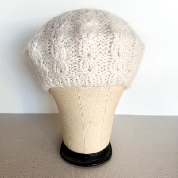 Accessories - Cream Mohair Slouchy Knit Beret